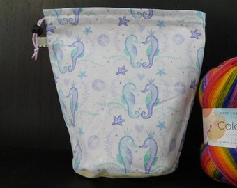 R/M/S/W Seahorse project bag for knitting/crochet/crafts