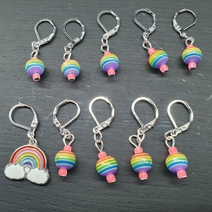 Rainbow Pride stitch markers, progress keepers, stitch savers for knitting and crochet