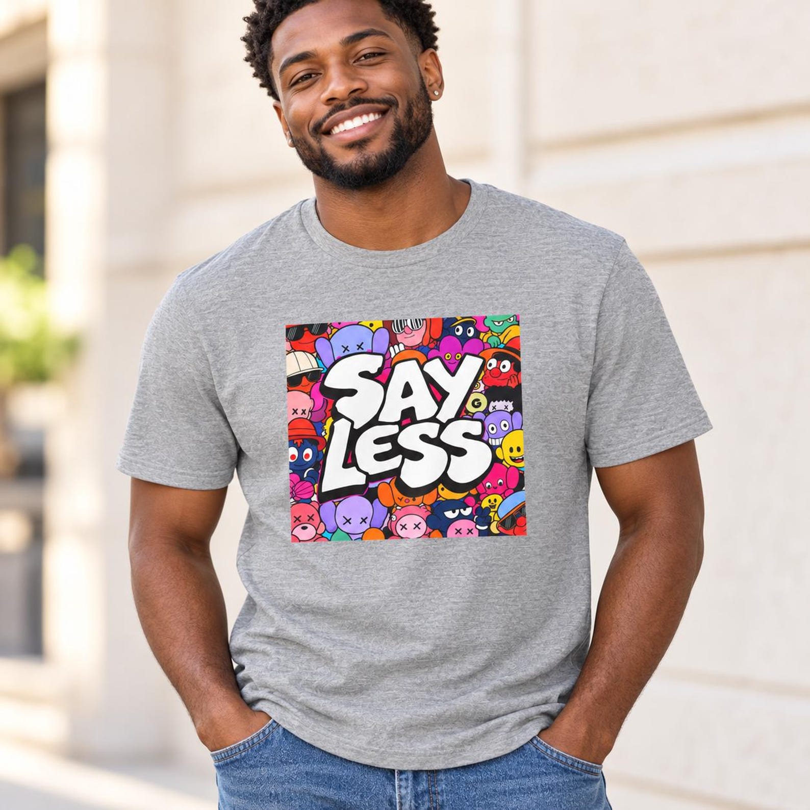 Cartoon Crew Say Less Unisex T-Shirt: Colorful Graphic