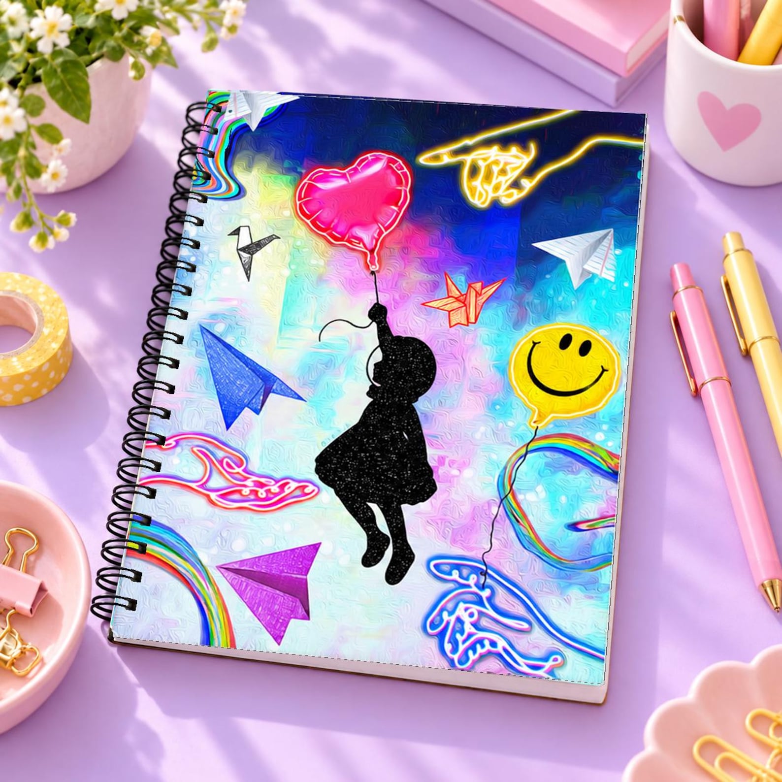 Smiley Balloon Spiral Notebook: 6x8 Lined Journal, In My Dreams