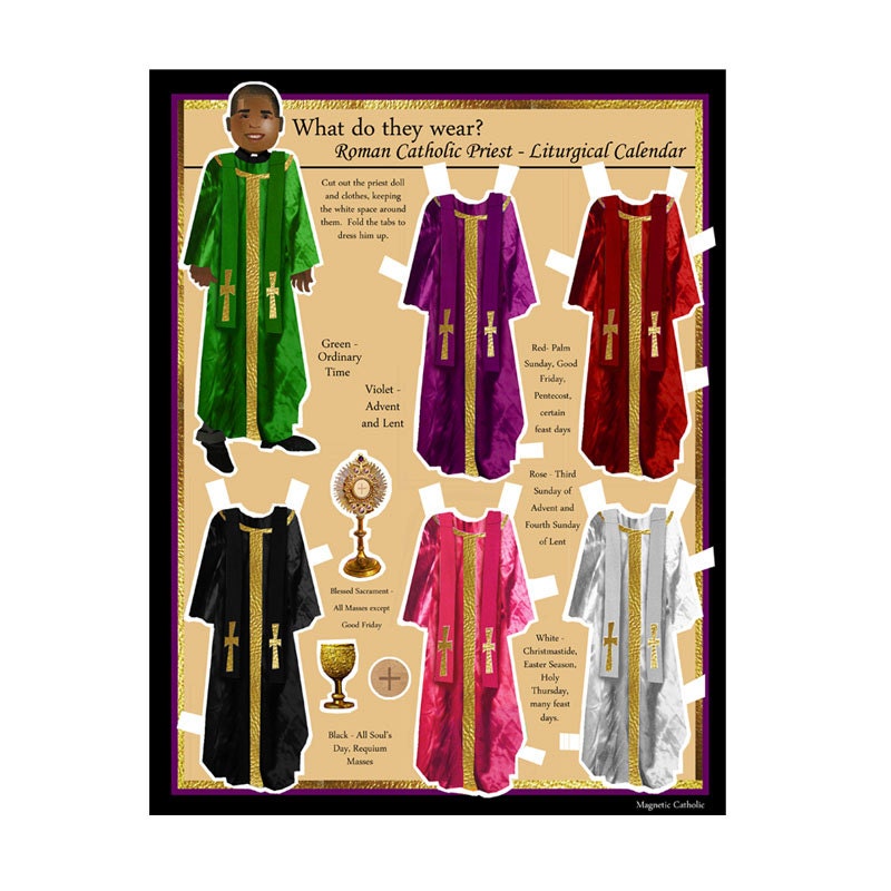 Roman Catholic Priest What Do They Wear LITURGICAL Calendar - Etsy