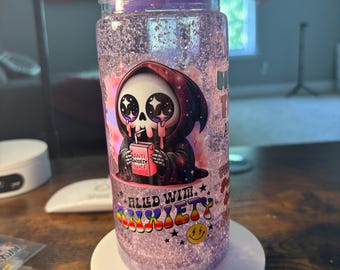 Fueled by Tea and Anxiety Snow Globe Tumbler | 20oz Icee Handmade Funny Tea Cup