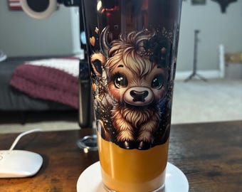 Iced Coffee Cow Addict Snow Globe Tumbler | 24oz Lava Handmade Coffee Lover Cup