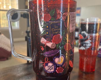 Fantasy Romance Dreamscape 40oz Snow Globe Tumbler | Handmade Acrylic Snowglobe Cup | Bookish Gift