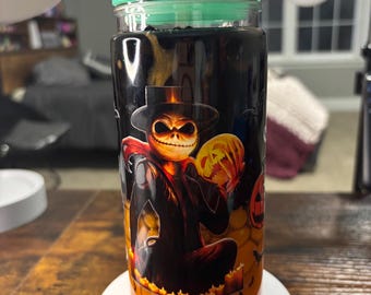 Nightmare Before Christmas Lava Snow Globe Tumbler | Handmade 20oz Snowglobe Cup | Halloween Gift