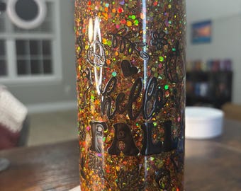 Hello Fall Glitter Snow Globe Tumbler | 20oz Handmade Autumn Pumpkin Cup