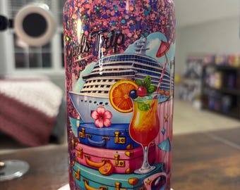 Cruise Girl Trip Snow Globe Tumbler | 20oz Handmade Vacation Bachelorette Cup