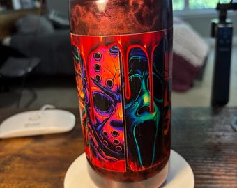 Many Faces of Horror Cateye Snow Globe Tumbler | 20oz Slasher Icons Glitter Cup