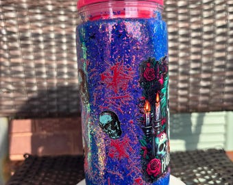 Beetlejuice Raven Snow Globe Tumbler | 20oz Handmade Character Cup | Halloween Gift