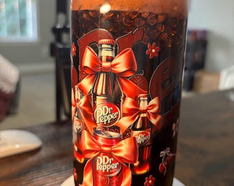 Soda with Ice Snow Globe Tumbler | 20oz Handmade Cola Lover Cup | Fun Drink Gift
