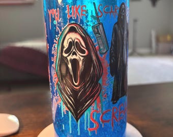Scream Snow Cone Snow Globe Tumbler | 20oz Handmade Horror Icee Cup | Slasher Gift