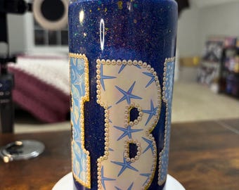 Beach Moonscape Snow Globe Tumbler | 20oz Handmade Coastal Ocean Cup | Summer Gift
