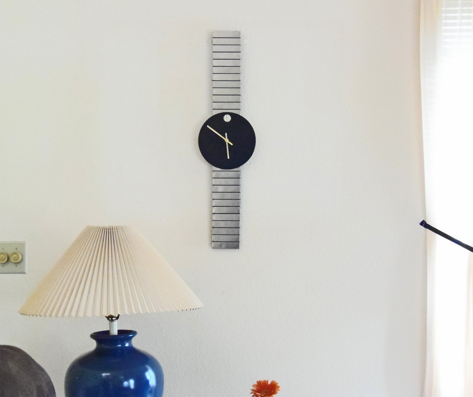 Wrist Watch Wall Clock with Brushed Nickle Band Etsy