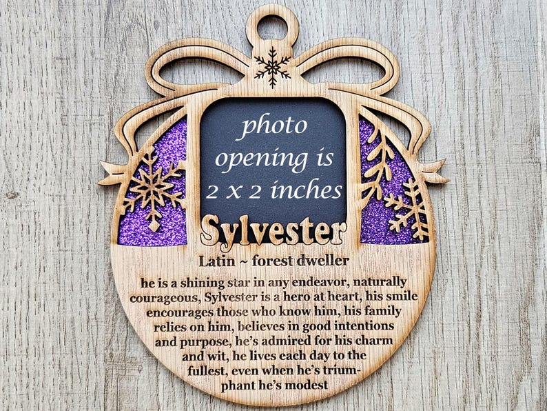 5 Name Meaning Christmas Ornament Personalized Name Frame 2x2 Photo