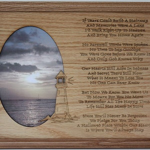 11x14 Memorial Sympathy - If Tears Could Build a Stairway Light House Custom Wood Photo-Picture Mat Collage Insert for Frame