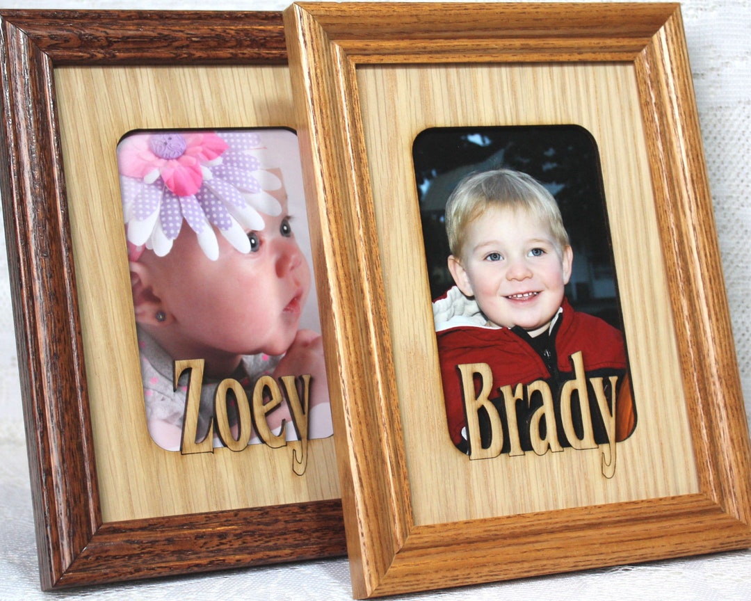 5x7 Name Frame Personalized Picture Frames Name Mat Holds 3 1/2 X 5 or