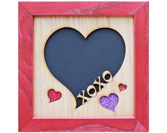 Marco de fotos XOXO de 5x5 para fotos de 4x4 - Marcos de amor en forma de corazón - Regalo de San Valentín - Regalo de aniversario - Regalo de boda - Regalo para el mejor amigo/a