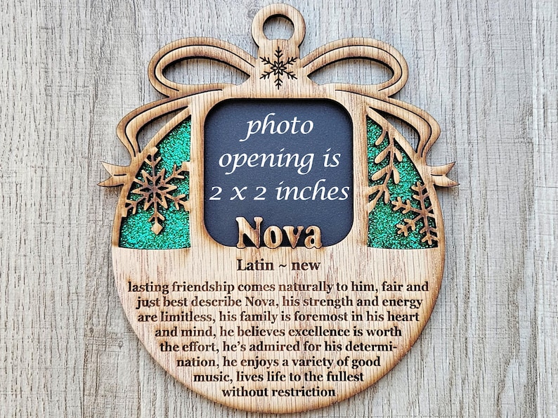 5 Name Meaning Christmas Ornament Personalized Name Frame 2x2 Photo