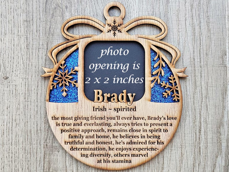 5 Name Meaning Christmas Ornament Personalized Name Frame 2x2 Photo