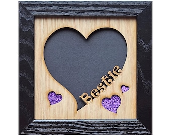 Marco de fotos de 5x5 para fotos de 4x4 - Marcos de amor en forma de corazón - Regalo de San Valentín - Regalo de aniversario - Regalo de boda - Regalo para la mejor amiga
