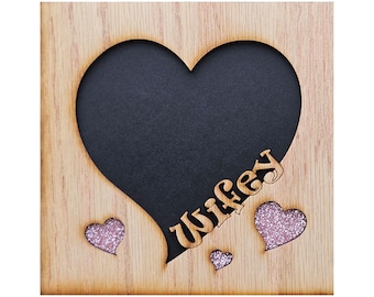 Marco de fotos de 5x5 para esposa, para fotos de 4x4 - Forma de corazón - Para esposo y esposa - Regalo de San Valentín - Regalo de aniversario - Regalo de bodas para pareja