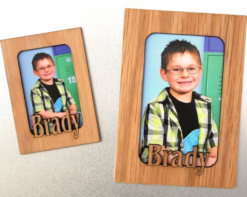 Refrigerator Magnets Personalized Picture Frame Magnetic Wood Frames Image 0