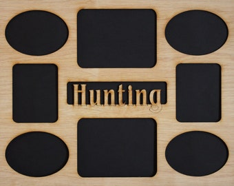 11x14 Hunting Wood Mat Collage insert for Frame - Deer Elk Bear Moose Mountain Lion Turkey Duck and More