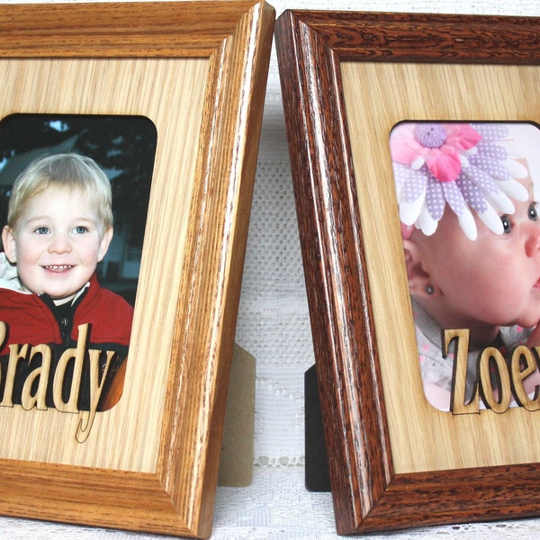 5x7 Name Frame - Personalized Picture Frames Mats insert - holds 3-1/2 × 5 or 4x6 photo - Grandkids Gifts for New Nanny Great Grandma Nana