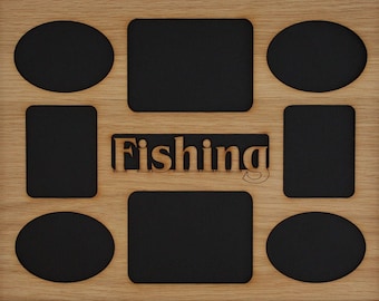 11x14 Fishing Picture Frame Collage Mat Insert - Fishing Gift - Fishing Decor - Fishing Frame - Gift for Fisherman - FRAME NOT INCLUDED
