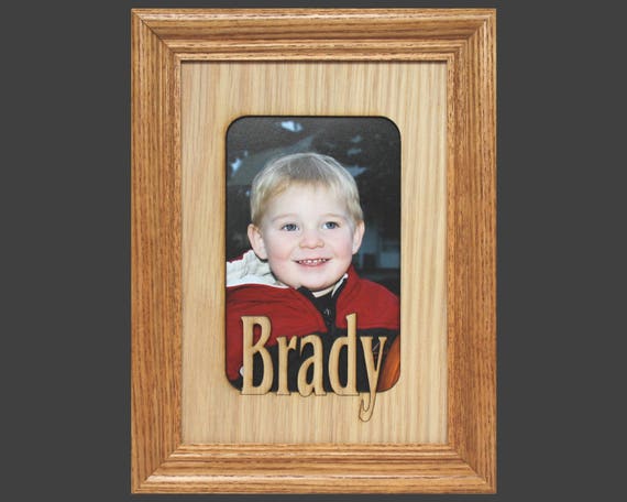 8x10 Cut Out Portrait Mat w// Oak Frame Personalized