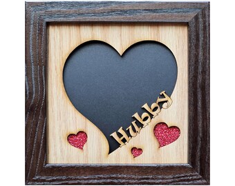 Marco de fotos de 5 x 5 para esposos para fotos de 4 x 4 - Forma de corazón - Esposo y esposa - Regalo de San Valentín - Regalo de aniversario - Regalo de bodas para pareja