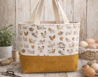 Handmade Farmhouse Chicken Tote Bag | Rustic Market Bag