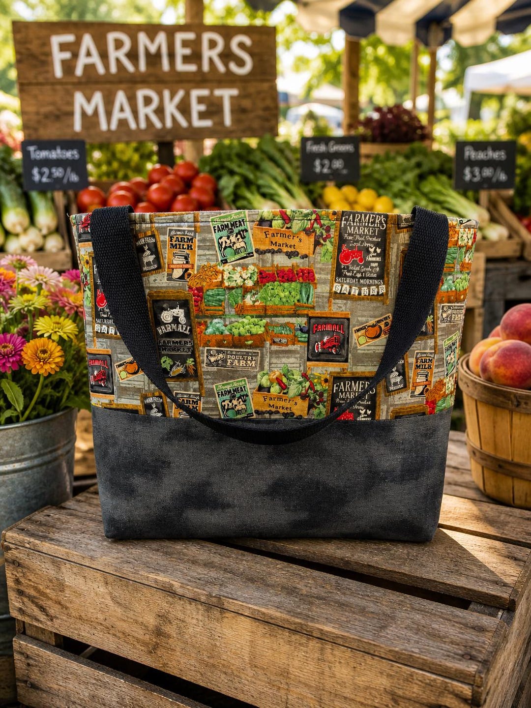 Farmers Market Tote Bag – Handmade | Fresh Veggie Design - Etsy