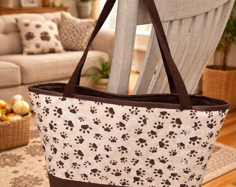 Paw Print Tote Bag – Pet Lover Gift, Everyday Carryall, Handmade Shoulder Bag