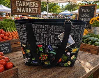 Farmers Market Tote Bag – Handmade | Fresh Veggie Design