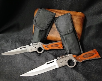 Pocket Knife with Light - 2 Sizes, Folding Knife, Groomsmen, Camping, Gifting, Fathers Day, Tool, Hunting, Wood Knife