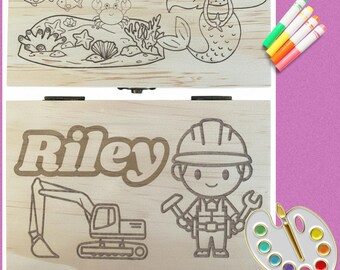 Personalized Tooth Fairy Chest - Paint / Color your own box - Boys and Girls - Lost Tooth Box - Gift - Custom -Laser Engraved -Missing tooth