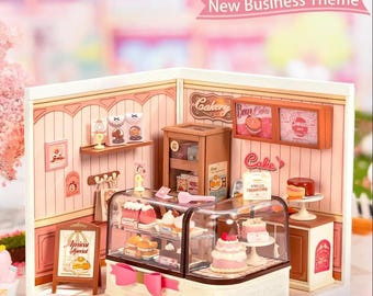 Kit de casa de muñecas en miniatura DIY de Tasty Cake Shop, decoración de panadería, regalo DW019B
