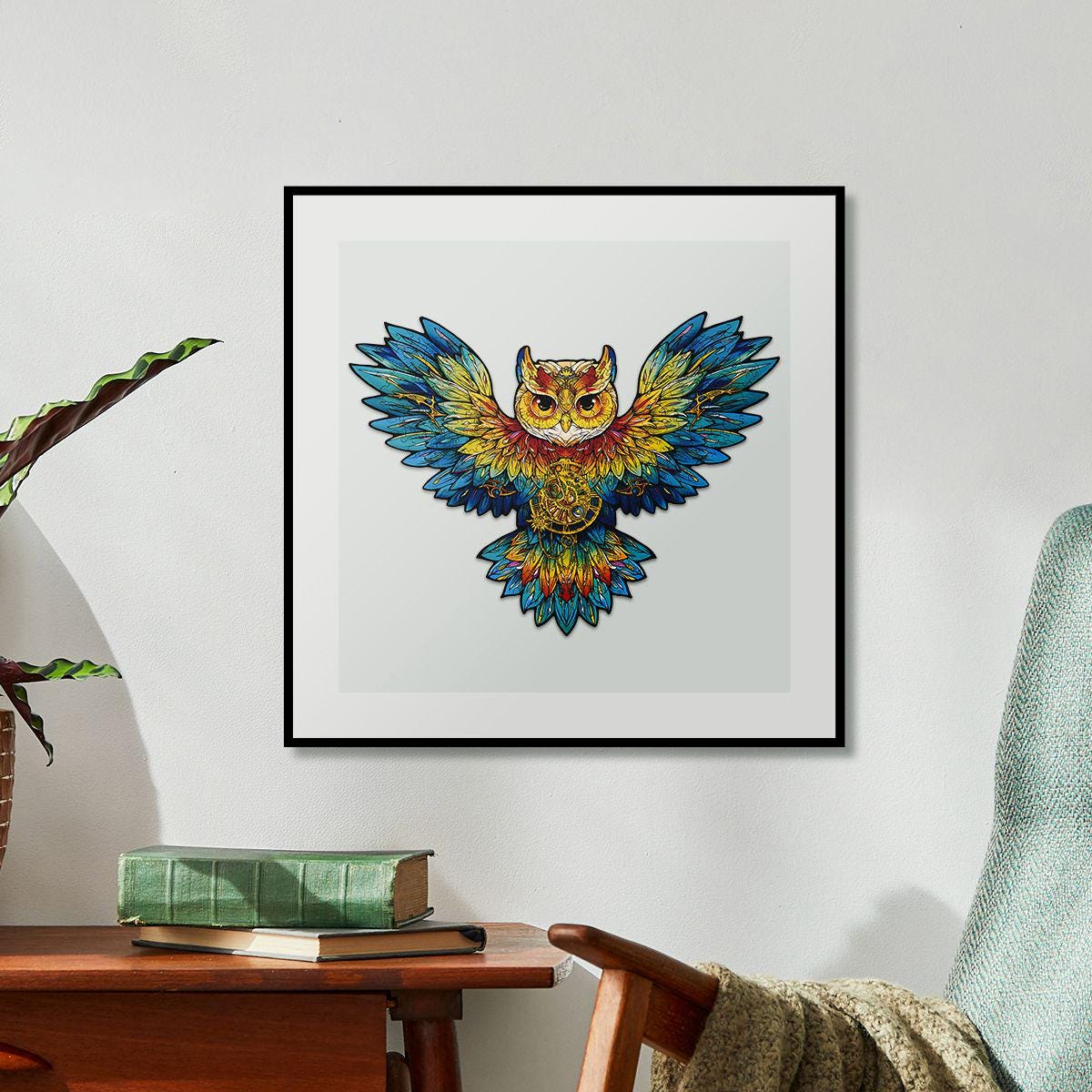 Owl Wooden Jigsaw Puzzle Unique Shape Animal Art Decor Gift Kit TA004