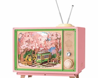 Sakura Dreamy Tour DIY Music Box Wooden Puzzle LED Moving Train Kit AMT02