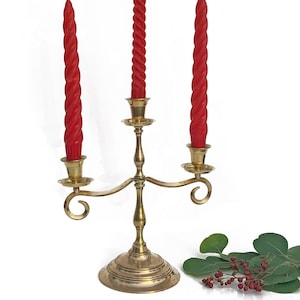 Brass Candelabra Candle Holder, Vintage Brass Candlestick Holder, Christmas Centerpiece, Taper Candle Stick Holders, Holiday Candle Decor