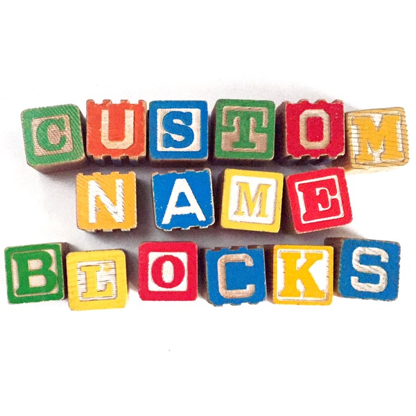 Custom Baby Name Blocks, Vintage Alphabet Blocks, Wooden ABC Blocks, Newborn Photo Shoot, Birth Announcement Prop, Newborn Photography Props