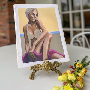 Elegant Woman in Bikini, Fine Art Print, Coastal Muse, Feminine Wall Art, Sensual Minimalist Beach Aesthetic, Femanine Home Decor