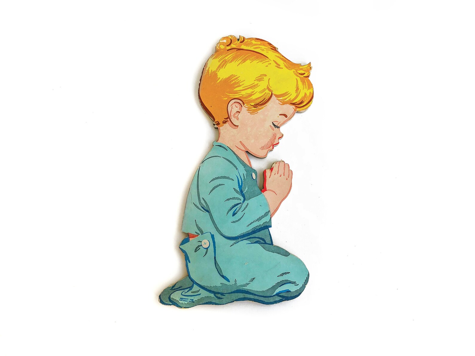 Praying Boy Wall Art 1950's Bedtime Prayers Wall Hanging Etsy