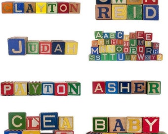 Custom Name Blocks Vintage Wooden Alphabet Block Sets Baby Name Blocks For Baby Shower Personalized Baby Name Gifts for Baby Nursery Decor