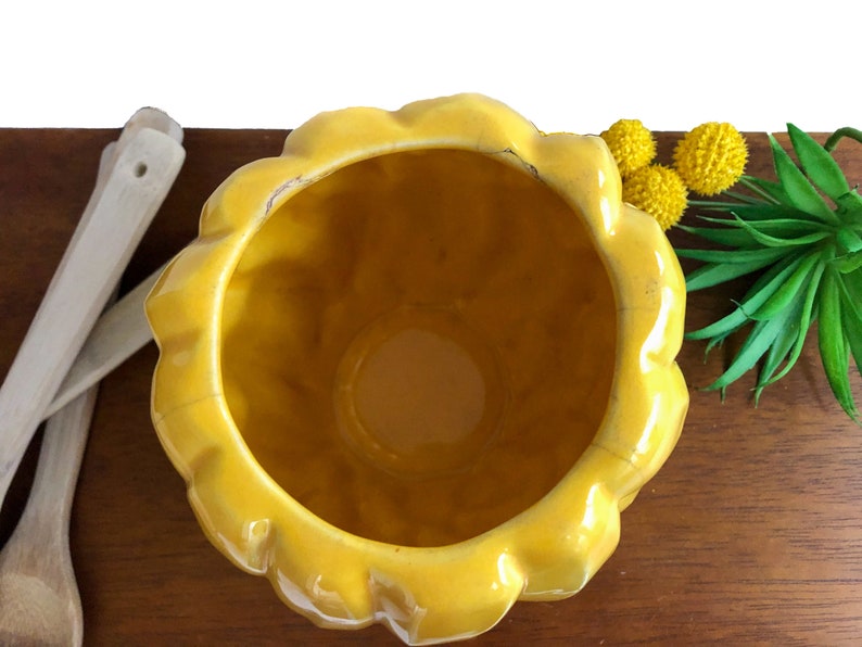 Red Wing Pottery 1940er Jahre Bananenbüschel Keksdose, glasierte Keramik, gelber Bananenkanister, Bananentopf Küchendekoration Bild 6