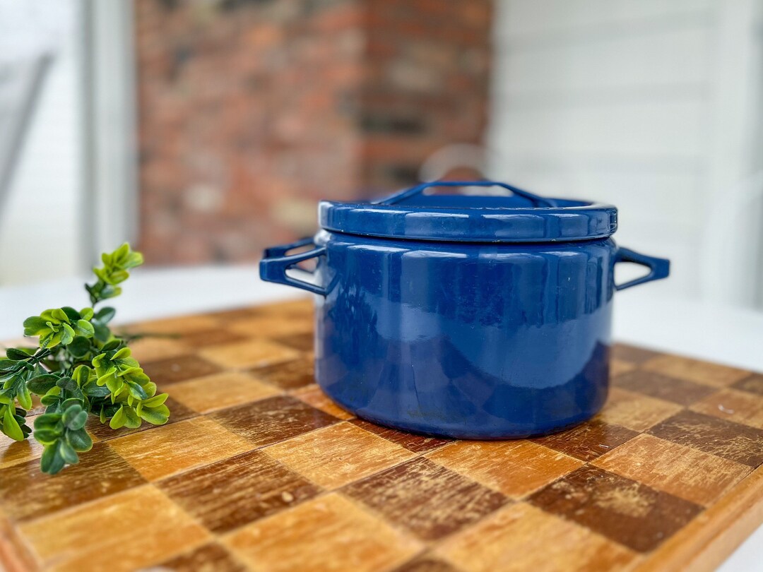 Vintage Finel Arabia Seppo Mallat Enamelware Pot, Blue Enamel Cooking
