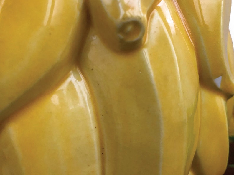 Red Wing Pottery 1940er Jahre Bananenbüschel Keksdose, glasierte Keramik, gelber Bananenkanister, Bananentopf Küchendekoration Bild 10