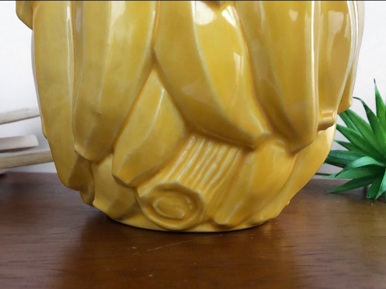 Red Wing Pottery 1940er Jahre Bananenbüschel Keksdose, glasierte Keramik, gelber Bananenkanister, Bananentopf Küchendekoration Bild 8