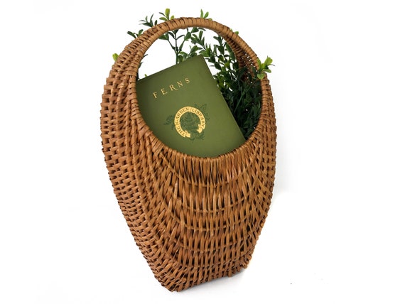 Vintage Wicker Basket Purse Woven Basket Farmer's
